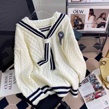 Ndyad style navy collar sweet sweater HZ1024