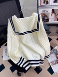 Ndyad style navy collar sweet sweater HZ1024