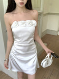Ndyad Three-dimensional flower tube top A-line slim dress HZ1024