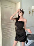 Ndyad Three-dimensional flower tube top A-line slim dress HZ1024