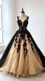 Ndyad Sweetheart A-Line Long Prom Dresses Tulle Applique Evening Dresses HZ1024