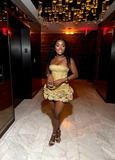 Ndyad Bodycon Short Prom Dresses Strapless Birthday Dresses Satin Gold Homecoming Dresses HZ1024