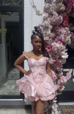 Ndyad Strap Ball Gown Lace Short Prom Dresses Pink Birthday Dresses Sweet Homecoming Dresses HZ1024