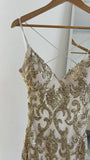 Ndyad Spaghetti Strap Sheath Short Prom Dresses Sequined Backless Birthday Dresses Gold Sleeveless Homecoming Dresses HZ1024