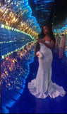 Ndyad Strapless Mermaid Long Prom Dresses Tulle Light Blue Evening Gowns HZ1024