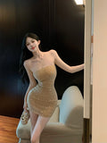 Ndyad diamond sequined sexy suspender hip skirt HZ1024