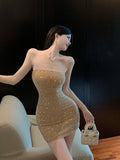 Ndyad diamond sequined sexy suspender hip skirt HZ1024