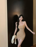 Ndyad diamond sequined sexy suspender hip skirt HZ1024