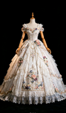 Ndyad Square Neck Ball Gown Lace Applique Birthday Dresses Applique Prom Dresses Long Lolita Dresses HZ1024