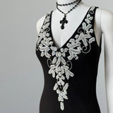 Ndyad V-neck Sheath Long Prom Dresses Chiffon Sequin Black Formal Dresses Sleeveless Evening Gowns HZ1024