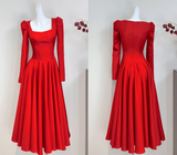 Evafashion A-Line Formal Dresses Burgundy Birthday Dresses Long Sleeves Guest Dresses HZ1024