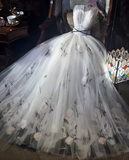 Ndyad Spaghetti Strap A-Line Long Prom Dresses Tulle White Sweet 16 Dress HZ1024