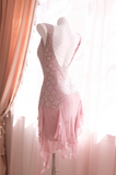 Ndyad V-neck Sheath Short Prom Dresses Chiffon Beaded Homecoming Dresses Dusty Pink Birthday Dresses HZ1024