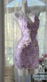 Ndyad Halter Sheath Short Prom Dresses Embroidered Applique Homecoming Dresses Pink Birthday Dresses HZ1024