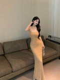 Ndyad diamond sequin sexy suspender-covering long skirt HZ1024