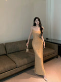Ndyad diamond sequin sexy suspender-covering long skirt HZ1024