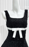 Ndyad Square Neck A-Line Short Prom Dresses Black Birthday Dresses Sequin Homecoming Dresses HZ1024