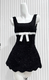 Ndyad Square Neck A-Line Short Prom Dresses Black Birthday Dresses Sequin Homecoming Dresses HZ1024