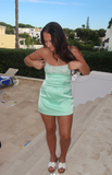 Ndyad Sheath Short Prom Dresses Strapless Green Birthday Dresses Satin Sleeveless Homecoming Dresses HZ1024