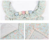 Evafashion tea break gentle floral small flying sleeve square neck dress HZ1024