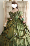 Ndyad V-neck A-Line Short Prom Dresses Lace Satin Birthday Dresses Green Lolita Dress HZ1024