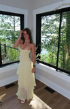 Ndyad Sheath Long Prom Dresses, Chiffon Butter Yellow Formal Dresses, Spaghetti Straps Birtdhay Dresses HZ1024