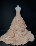 Ndyad Spaghetti Strap Ball Gown Long Prom Dresses Taffeta Blush Pink Quinceanera Dresses Sweet 16 Dress HZ1024
