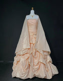 Ndyad Spaghetti Strap Ball Gown Long Prom Dresses Taffeta Blush Pink Quinceanera Dresses Sweet 16 Dress HZ1024
