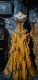 Ndyad Sweetheart Sheath Long Prom Dresses Yellow Quinceanera Dresses HZ1024