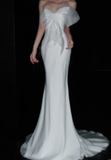 Ndyad Strapless Mermaid Long Wedding Dresses Chiffon Backless White Bridal Gowns HZ1024