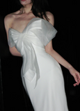 Ndyad Strapless Mermaid Long Wedding Dresses Chiffon Backless White Bridal Gowns HZ1024