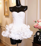 Ndyad Strapless Ball Gown White Birthday Dresses Sexy Christmas Dress HZ1024