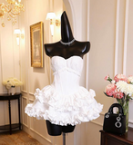 Ndyad Strapless Ball Gown White Birthday Dresses Sexy Christmas Dress HZ1024