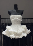 Ndyad Strapless Ball Gown White Birthday Dresses Sexy Christmas Dress HZ1024