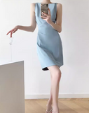 Ndyad blue sleeveless short suspender skirt HZ1024