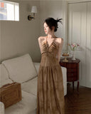Evafashion A-line halter neck suspender V-neck backless dress HZ1024