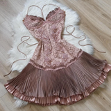 Ndyad Pink Spaghetti Strap Chiffon Party Dresses Lace Applique Short Prom Dresses Homecoming Dress HZ1024