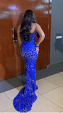 Ndyad Purple Formal Dresses Tulle Beaded Sweetheart Neck Sheath Long Prom Dresses HZ1024