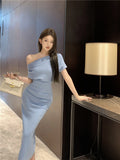 Ndyad Temperament sexy slim off-shoulder short-sleeved dress HZ1024