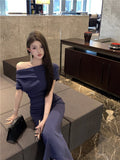 Ndyad Temperament sexy slim off-shoulder short-sleeved dress HZ1024