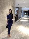 Ndyad Temperament sexy slim off-shoulder short-sleeved dress HZ1024