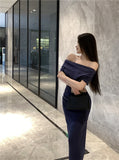 Ndyad Temperament sexy slim off-shoulder short-sleeved dress HZ1024