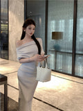 Ndyad Temperament sexy slim off-shoulder short-sleeved dress HZ1024