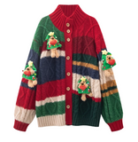 Ndyad Christmas Colorblock Love Bear Cardigan HZ1024