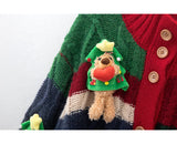 Ndyad Christmas Colorblock Love Bear Cardigan HZ1024