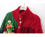 Ndyad Christmas Colorblock Love Bear Cardigan HZ1024