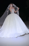 Ndyad Strapless Ball Gown with Lace Appliques Long Wedding Dresses with Beading White Bridal Gowns Sleeveless Bridal Dresses HZ1024