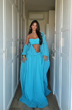 Ndyad Sheath Long Prom Dresses Chiffon Blue Formal Dresses Birthday Dresses HZ1024