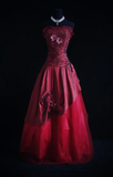Ndyad Strapless A-Line Burgundy Long Prom Dresses Beaded Sleeveless Evening Dresses HZ1024
