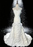 Ndyad Sweetheart Neck Mermaid Long Wedding Dresses Chiffon Sleeveless Bridal Gowns White Bridal Dresses HZ1024